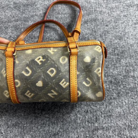 Dooney Bourke Mini Barrel Satchel Brown Logo Canvas Leather Heart Charm Y2K - Picture 5 of 16